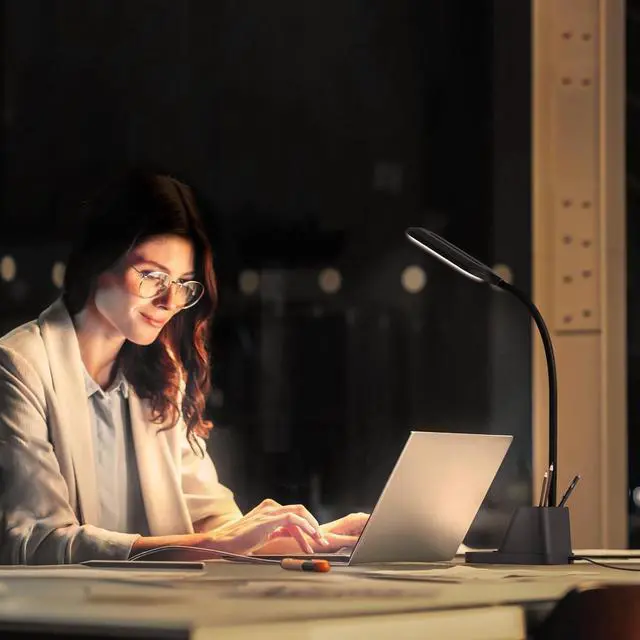 Alt view image 6 of 6 - AXX LED Desk Lamp with USB Charging Port, Study Table Light for Home Office Bedrooms, Black, Flexible Gooseneck, Small, 650LM, Pen Holder, Timer Settings, School Essentials for College Dorm Room