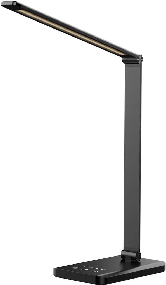 Main image of Ambertronix LED Desk Lamp with USB Charging Port, Dimmable Eye-Caring Reading Desk Light for Home, with 5 Brightness Level & 3 Lighting Modes, Touch Control, Auto Timer (Black)