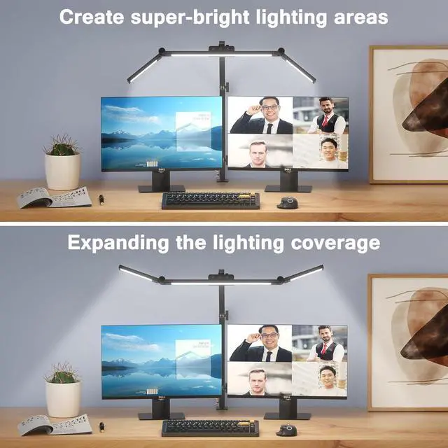 Alt view image 2 of 6 - Led Desk Lamp for Office Home, Architect Desk Lamp with Clamp, Ultra Bright Dimmable Table Light, Stepless Dimming and Tempering Desk Light for Workbench Drafting Reading Study (Black)