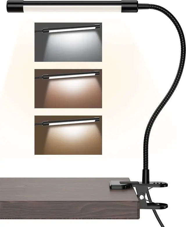 Main image of Clip on Light for Bed, Eye Protection Reading Light, 3 Colors & 10 Brightness Book Light, Flexible Gooseneck Clamp Lamp for Desk, Bed Headboard and Piano