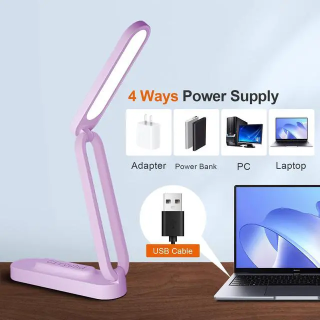 Alt view image 4 of 7 - LED Desk Lamp for Office Home & Battery Operated Lamp Rechargeable Lamp Foldable & Portable Light, LED Desk Light Strip, 3 Brightness Dimmable Small Desk Lamp Wireless Reading Lamp