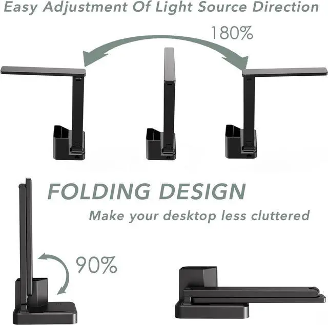 Alt view image 4 of 7 - Desk Lamp,Desk Lamps for Home Office,COZOO LED Desk Lamp with 2 USB Charging Ports,2 Pen Holders,1 Outlet,3 Color 3 Brightness Levels,Touch/Memory/Timer,LED Desk Light Small Desk Lamp Kids Study Lamp