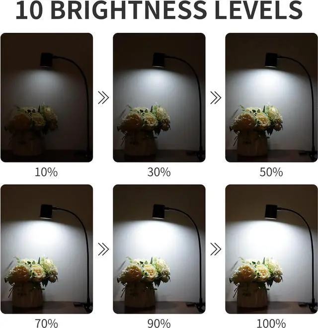 Alt view image 3 of 7 - Dott Arts Desk Lamp,USB Clip On Light,Book Lights for Reading at Night,3 Color Modes,10 Brightness Clamp Lights,360° Gooseneck LED Reading Light for Books in Bed,Eye-Care for Home Office,Headboards