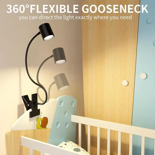 Alt view image 4 of 7 - Dott Arts Desk Lamp,USB Clip On Light,Book Lights for Reading at Night,3 Color Modes,10 Brightness Clamp Lights,360° Gooseneck LED Reading Light for Books in Bed,Eye-Care for Home Office,Headboards