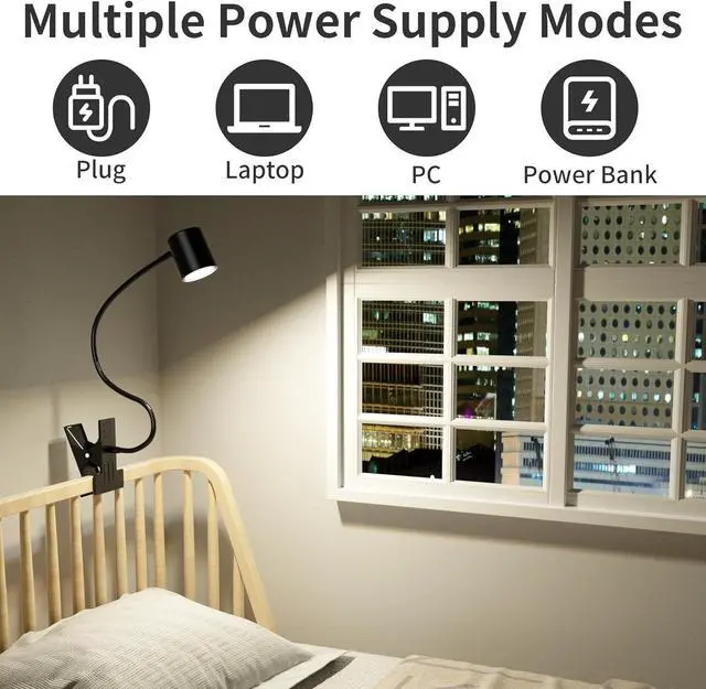 Alt view image 5 of 7 - Dott Arts Desk Lamp,USB Clip On Light,Book Lights for Reading at Night,3 Color Modes,10 Brightness Clamp Lights,360° Gooseneck LED Reading Light for Books in Bed,Eye-Care for Home Office,Headboards