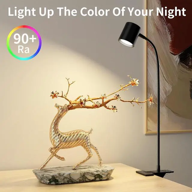 Alt view image 7 of 7 - Dott Arts Desk Lamp,USB Clip On Light,Book Lights for Reading at Night,3 Color Modes,10 Brightness Clamp Lights,360° Gooseneck LED Reading Light for Books in Bed,Eye-Care for Home Office,Headboards