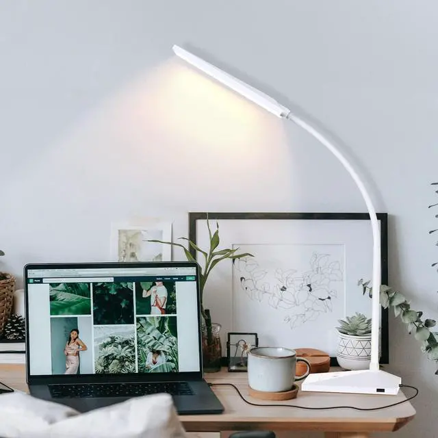 Alt view image 7 of 7 - RAOYI LED Desk Lamp, 12W Dimmable Table Lamp Eye-Caring Reading Light with USB Charging Port Touch Control 5 Color Modes 6-Level Brightness Adjustable for Office Home Bedroom (White)