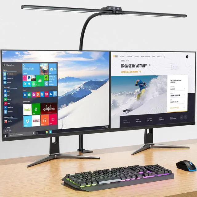 Main image of KableRika Desk lamp,Double Head LED Desk Lamp with Clamp,Architect Desk Lights for Home Office,Eye-Caring Desktop Office Lamp 4-Brightness 4-Color Table Lamp for Monitor Workbench Study Reading