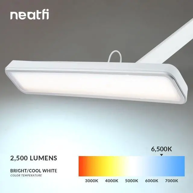 Alt view image 3 of 7 - Neatfi XL 2,500 Lumens LED Task Lamp, 30W Super Bright Desk Lamp with Clamp, 162 Pcs SMD LED, Eye-Caring LED Lamp (Non-CCT, White)