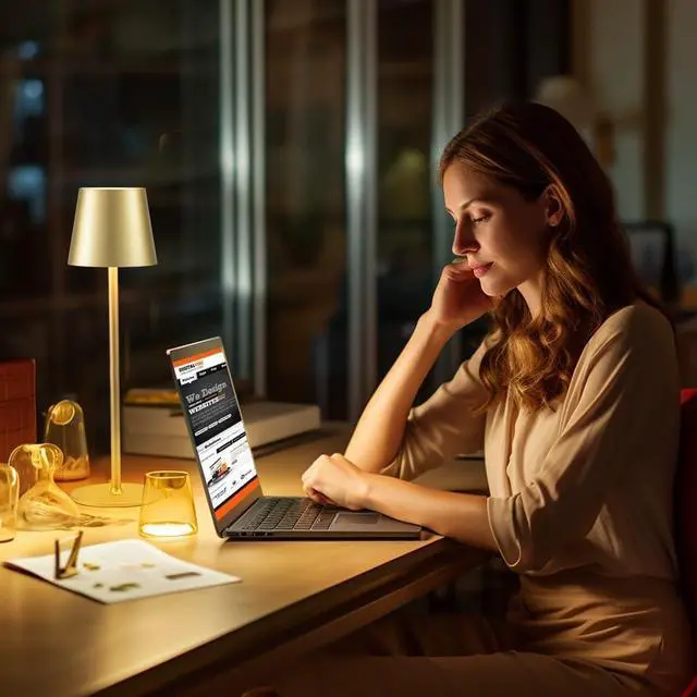 Alt view image 4 of 6 - BGFHome Cordless Table Lamp LED Desk lamp,5000mAh Rechargeable Touch Night Light Wireless Minimalist Design for/Restaurant/Bedroom/Bars/Outdoor Party/Camping/Coffee Shop(2 Pack Gold)