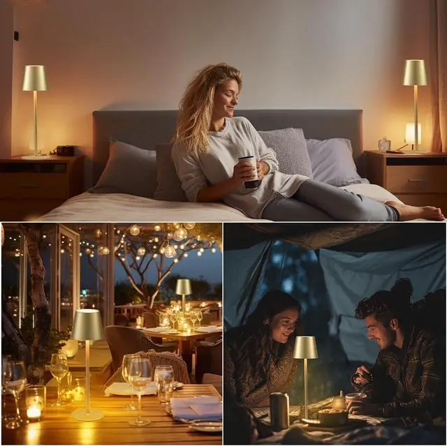 Alt view image 6 of 6 - BGFHome Cordless Table Lamp LED Desk lamp,5000mAh Rechargeable Touch Night Light Wireless Minimalist Design for/Restaurant/Bedroom/Bars/Outdoor Party/Camping/Coffee Shop(2 Pack Gold)