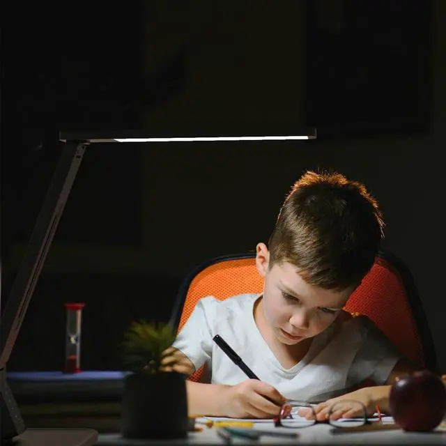 Alt view image 7 of 7 - Desk Lamp, LED Dimmable Reading Light with Adjustable Lighting 5 Brightness Levels, 4 Light Colors and USB Charging Port Table Lamp (Piano Black)