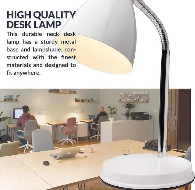 Alt view image 2 of 7 - Newhouse Lighting Oxford White Metal Flexible LED Goose Neck Lamp for Desk or Table with 1 Free 6-Watt LED Bulb Included