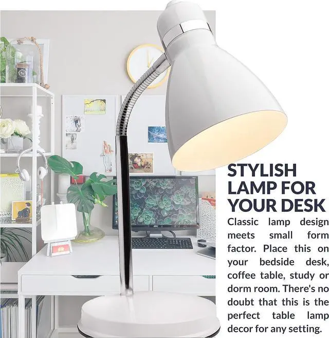 Alt view image 5 of 7 - Newhouse Lighting Oxford White Metal Flexible LED Goose Neck Lamp for Desk or Table with 1 Free 6-Watt LED Bulb Included