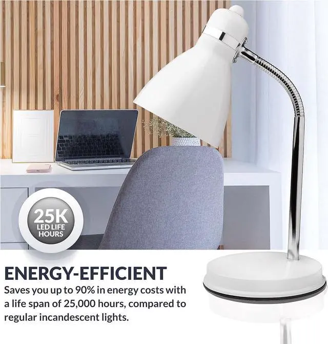 Alt view image 7 of 7 - Newhouse Lighting Oxford White Metal Flexible LED Goose Neck Lamp for Desk or Table with 1 Free 6-Watt LED Bulb Included