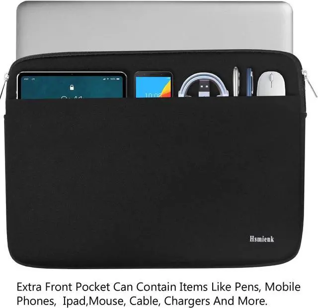 Alt view image 2 of 7 - Laptop case 14 inch Laptop Sleeve Cover Shockproof Protective Notebook Cover Bag with Accessory Pocket Durable Carrying Laptop Sleeve Compatible for MacBook HP     Black