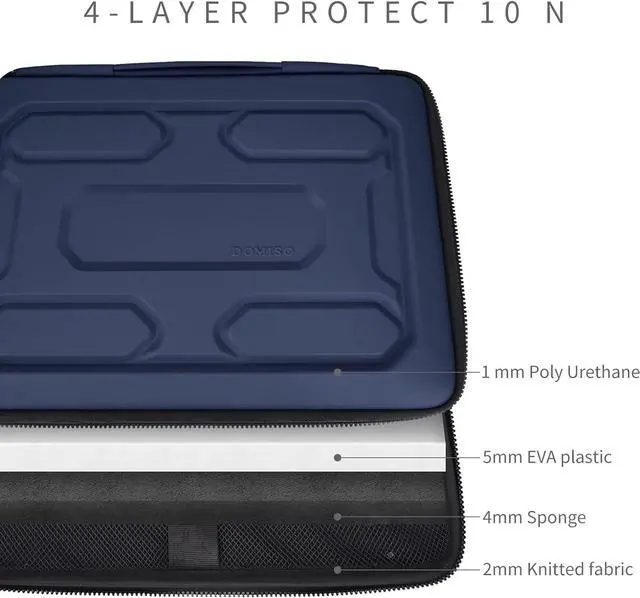 Alt view image 3 of 7 - DOMISO 15.6 inch Laptop Sleeve with Pouch Shockproof Computer Bag Waterproof EVA Protective Carrying Case for 15.6" Yoga 720 ThinkPad T570 IdeaPad 310 320/HP Envy 15/15.6" Notebooks, Dark Blue