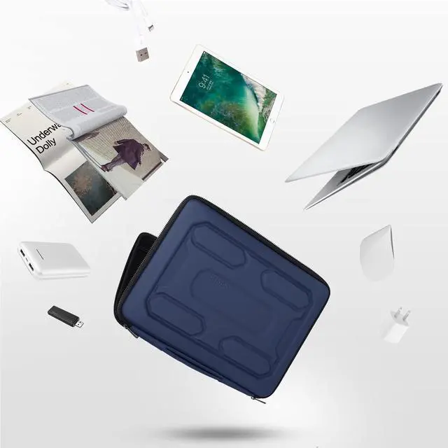 Alt view image 5 of 7 - DOMISO 15.6 inch Laptop Sleeve with Pouch Shockproof Computer Bag Waterproof EVA Protective Carrying Case for 15.6" Yoga 720 ThinkPad T570 IdeaPad 310 320/HP Envy 15/15.6" Notebooks, Dark Blue