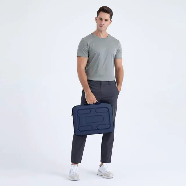 Alt view image 7 of 7 - DOMISO 15.6 inch Laptop Sleeve with Pouch Shockproof Computer Bag Waterproof EVA Protective Carrying Case for 15.6" Yoga 720 ThinkPad T570 IdeaPad 310 320/HP Envy 15/15.6" Notebooks, Dark Blue