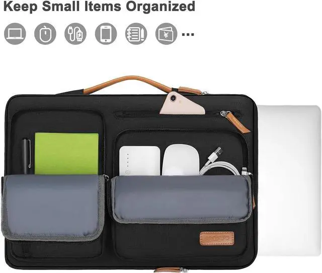 Alt view image 2 of 6 - 360 Protective Laptop Case 16 inch 15-15.6 inch Laptop Sleeve Compatible with MacBook Pro 16 HP     Side Open Carrying Case with 4 Zipper Pockets&Handle Black