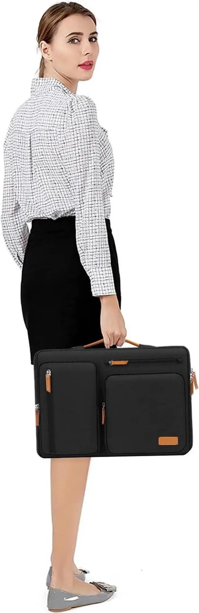Alt view image 6 of 6 - 360 Protective Laptop Case 16 inch 15-15.6 inch Laptop Sleeve Compatible with MacBook Pro 16 HP     Side Open Carrying Case with 4 Zipper Pockets&Handle Black