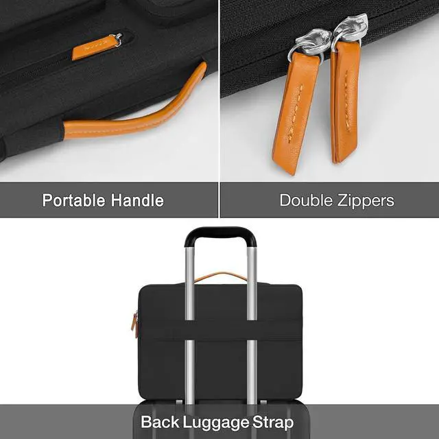 Alt view image 4 of 6 - 360 Protective Laptop Case 16 inch 15-15.6 inch Laptop Sleeve Compatible with MacBook Pro 16 HP     Side Open Carrying Case with 4 Zipper Pockets&Handle Black