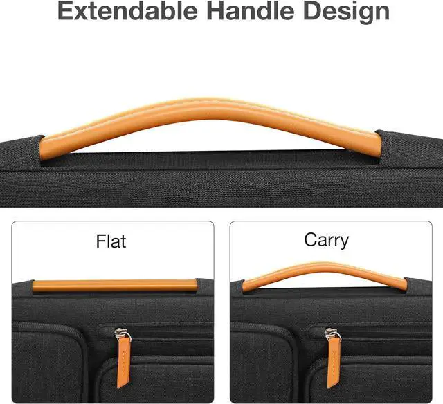 Alt view image 5 of 6 - 360 Protective Laptop Case 16 inch 15-15.6 inch Laptop Sleeve Compatible with MacBook Pro 16 HP     Side Open Carrying Case with 4 Zipper Pockets&Handle Black