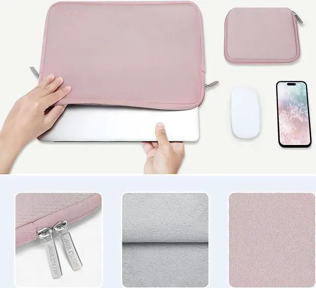 Alt view image 4 of 7 - Laptop Case 16 inch 15-15.6 inch Laptop Sleeve Bag Compatible with MacBook Pro 16 inch HP     Notebook Neoprene Computer Sleeve Bag with Small Case Baby Pink