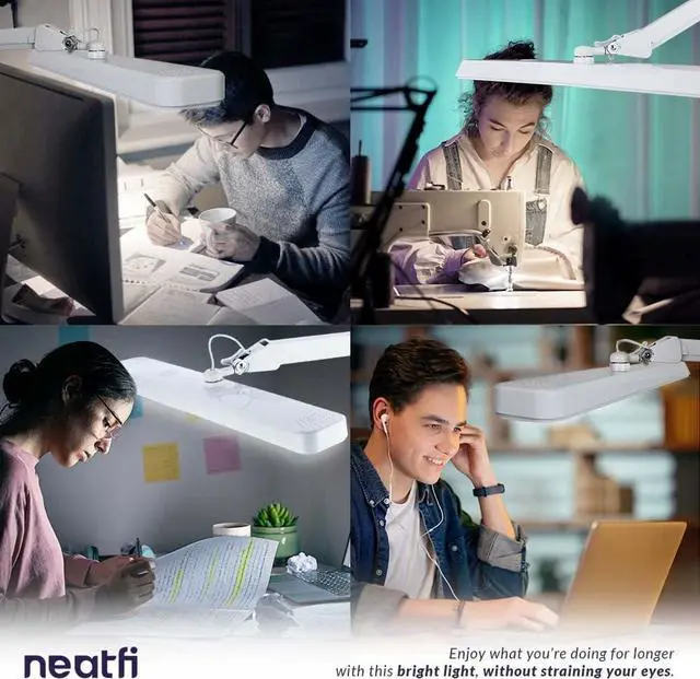 Alt view image 2 of 7 - Neatfi XL 2,500 Lumens LED Task Lamp, 30W Super Bright Desk Lamp with Clamp, 162 Pcs SMD LED, Eye-Caring LED Lamp (Non-CCT, White)