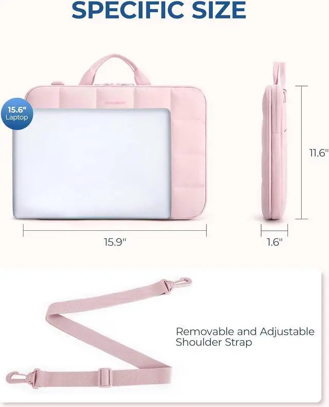 Alt view image 5 of 7 - BAGSMART 15-16 inch Laptop Case Sleeve with Strap, Fluffy Padded Laptop Bag with Handle, Anti-theft Macbook Case Sleeve Fitted with Macbook Air/Pro 15.6 inch, Laptop Cover Fitted with Dell, HP, Lenovo