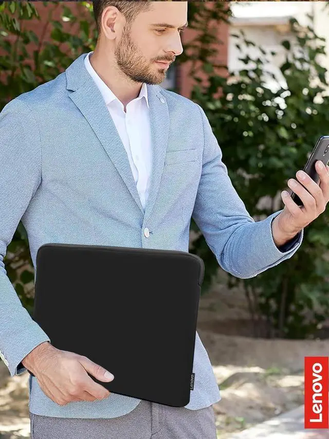 Alt view image 7 of 7 - Basic Laptop Sleeve 14 Inch Notebook/Tablet Compatible with MacBook Air/Pro Neoprene Material - Soft Fleece Lining - Zippered Top Opening - Black