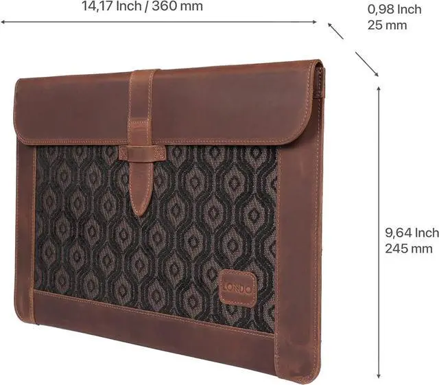 Alt view image 2 of 6 - Top Grain Leather Macbook Bag Laptop Sleeve for MacBook Pro and MacBook Air Case - 14 Inch - 13 Inch (M2, M2 Pro, M2 Max, M1) - 13.3 Inch - iPad Pro 12.9 Inch - 2020 2021, 2022 and 2023 Models