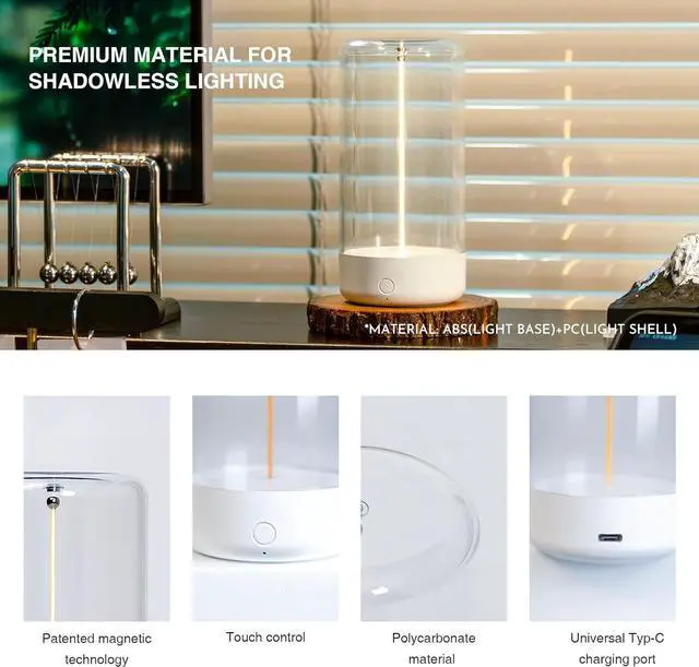 Alt view image 3 of 6 - AUGE LIGHT Mini Minimalist Cordless Table Lamp, Rechargeable Ambient Light, White