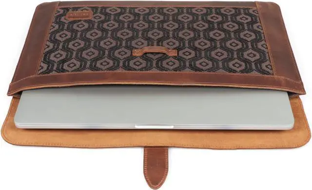 Alt view image 5 of 6 - Top Grain Leather Macbook Bag Laptop Sleeve for MacBook Pro and MacBook Air Case - 14 Inch - 13 Inch (M2, M2 Pro, M2 Max, M1) - 13.3 Inch - iPad Pro 12.9 Inch - 2020 2021, 2022 and 2023 Models