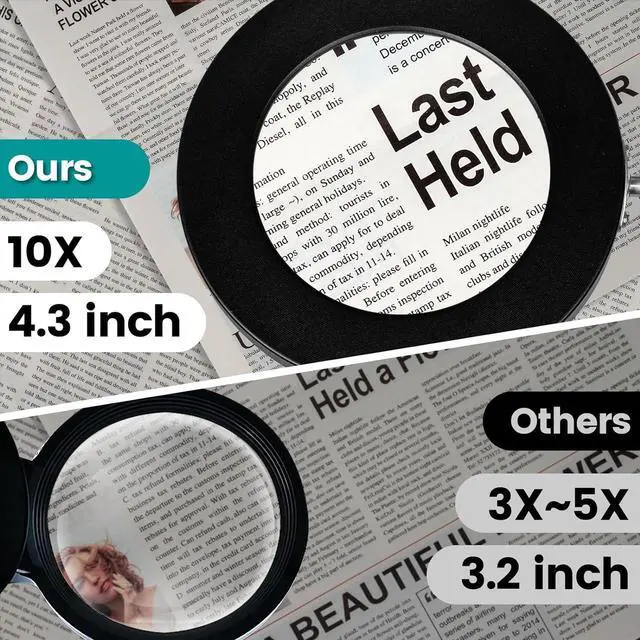 Alt view image 2 of 6 - 10X Magnifying Glass with Light and Stand, KUVRS 2200 Lumen 3 Color Stepless Dimming LED Lighted Magnifier Light, 4 Magnetic Pillar & Gooseneck Magnifying Desk Clamp Lamp for Craft Electronic Project