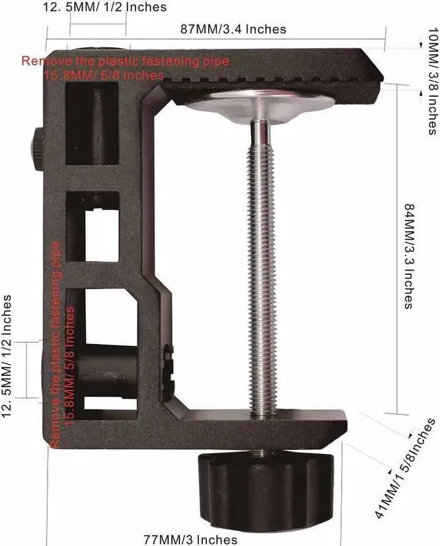 Alt view image 3 of 7 - Replacement Heavy Duty C Clamp for 1/2 Base Magnifying LampXINME Desk LampSwing Arm LampPhone MountI pad MountTablet HolderMic Holder (G2 BLACK)