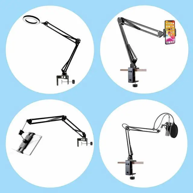 Alt view image 7 of 7 - Replacement Heavy Duty C Clamp for 1/2 Base Magnifying LampXINME Desk LampSwing Arm LampPhone MountI pad MountTablet HolderMic Holder (G2 BLACK)