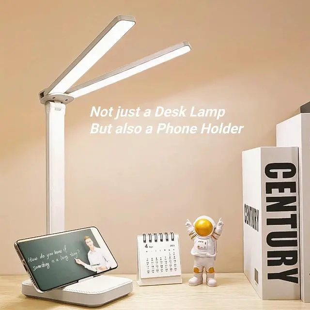 Alt view image 4 of 6 - White Desk Lamp for Home Office,Portable Small Desk Lamp with 3 Lighting Modes, Battery Operated Rechargeable Desk Light for Kids, Reading,Studying,Dormitory, White