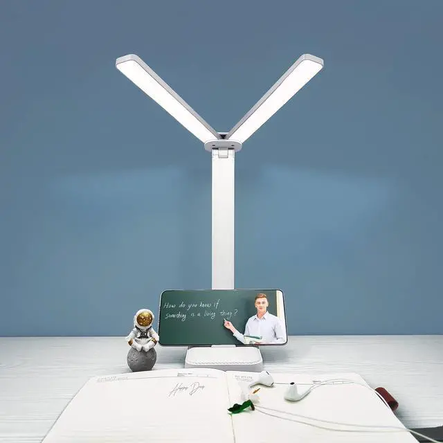 Alt view image 6 of 6 - White Desk Lamp for Home Office,Portable Small Desk Lamp with 3 Lighting Modes, Battery Operated Rechargeable Desk Light for Kids, Reading,Studying,Dormitory, White