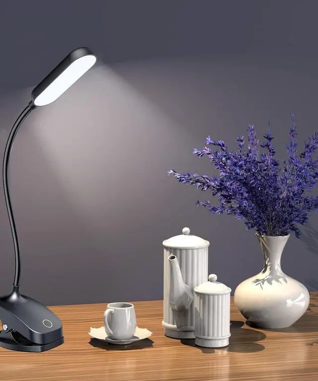Alt view image 4 of 7 - COLORLIFE Desk Lamp Battery Operated Rechargeable Clip On Reading Light Light up to 100 hrs Flexible Gooseneck Cordless Dimmable Lamp for Desk Bed Headboard Piano (Black)