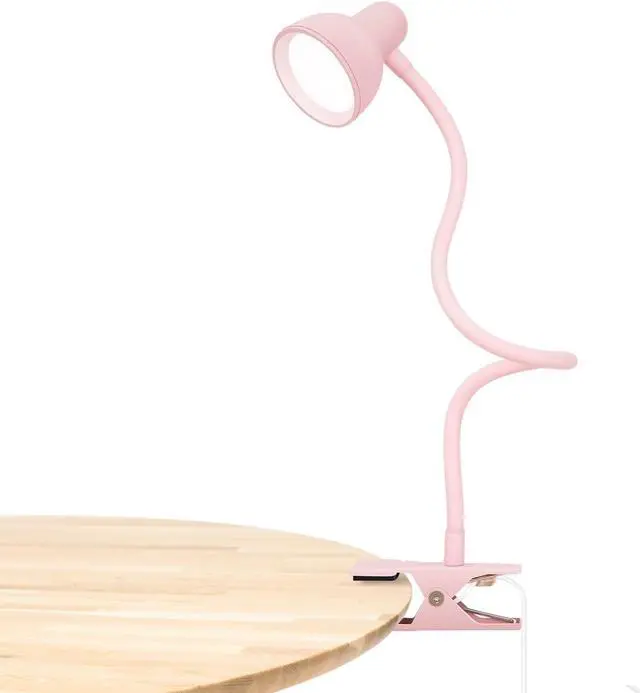 Main image of LiFMIRA Pink Small Desk Lamp Clip on Reading Light for Bed 3 Colors 10 Brightness Dimmable Flexible Gooseneck Clip on Light for Bed Headboard College Dorm Room
