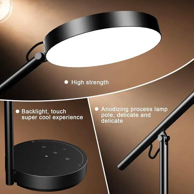 Alt view image 4 of 7 - LED Desk Lamp, Architect Desk Lamps for Home Office, Adjustable Swing Arm Table Lamp, Eye Caring Reading Lamp, Memory Desk Light Dimmable with 3 Color Modes & 9 Brightness Tall Task Light