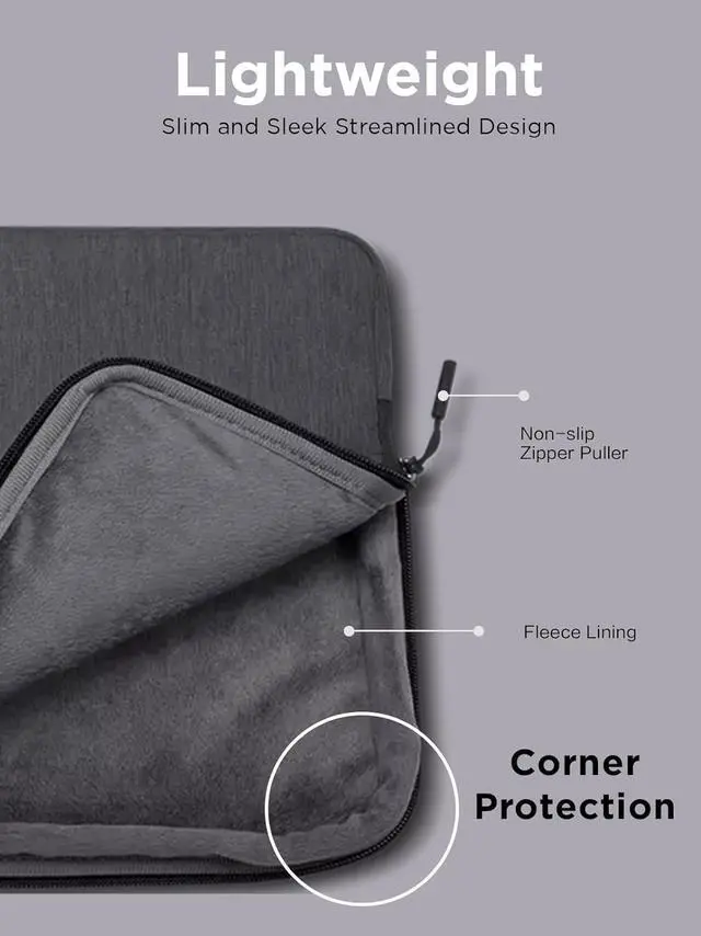 Alt view image 3 of 7 - Urban Laptop Sleeve 14 Inch for Laptop/ Notebook/Tablet Compatible with MacBook Air/Pro Water Resistant - Charcoal Grey