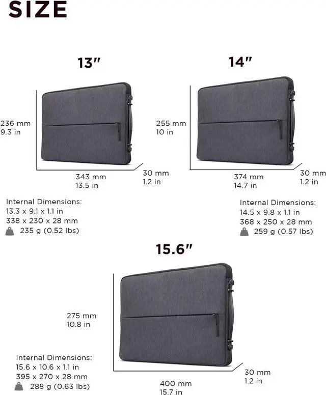 Alt view image 7 of 7 - Urban Laptop Sleeve 14 Inch for Laptop/ Notebook/Tablet Compatible with MacBook Air/Pro Water Resistant - Charcoal Grey