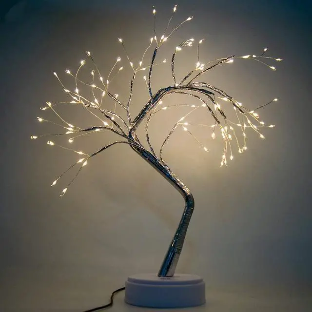 Alt view image 3 of 3 - 20" LED Firefly Tree Lights | Bonsai - Bedroom, Desk Top, Table Lamp Decoration | USB/Battery Operated | Touch Switch | DIY Adjustable Branches | Home Party Holiday | Warm Lighting