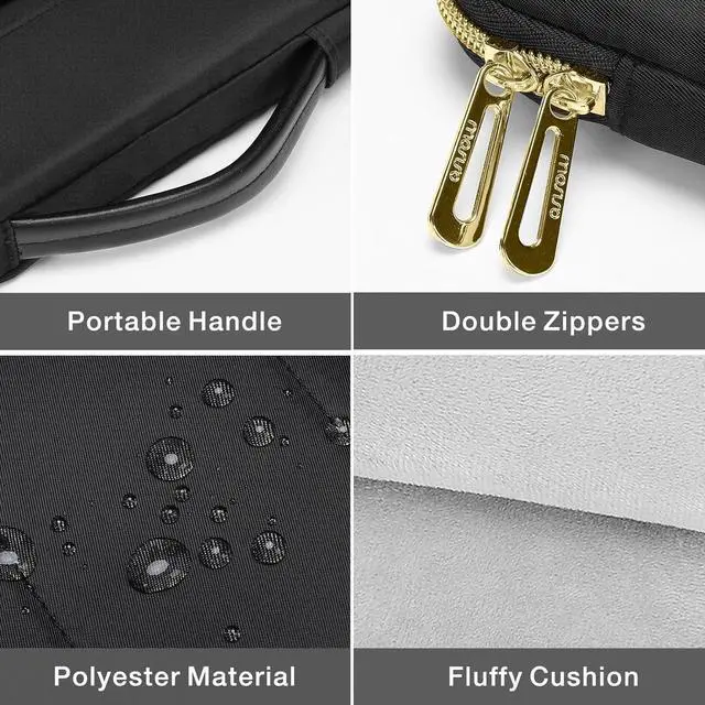 Alt view image 3 of 7 - MOSISO Puffy Laptop Sleeve Case Compatible with MacBook Air/Pro, 13-13.3 inch Notebook, Compatible with MacBook Pro 14 inch 2023-2021 M2 M1, Rectangle Vertical Bag with Small Case & Side Handle, Black