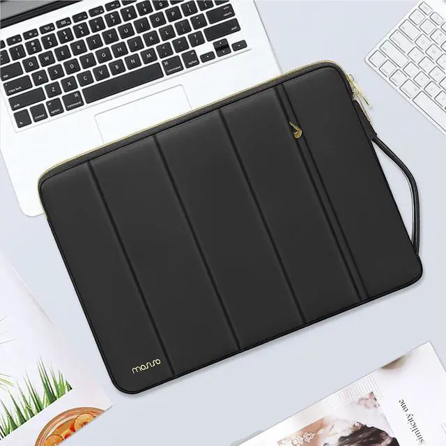 Alt view image 7 of 7 - MOSISO Puffy Laptop Sleeve Case Compatible with MacBook Air/Pro, 13-13.3 inch Notebook, Compatible with MacBook Pro 14 inch 2023-2021 M2 M1, Rectangle Vertical Bag with Small Case & Side Handle, Black
