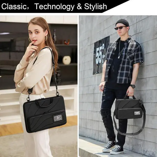 Alt view image 6 of 6 - 14.2-15.6 Inch Always-on Hard Shell Laptop Case with Handle Shockproof Computer Bag Waterproof Work-in EVA Protective Carrying Sleeve Business Office Laptop Handbag with Stand For Heat Dissipation