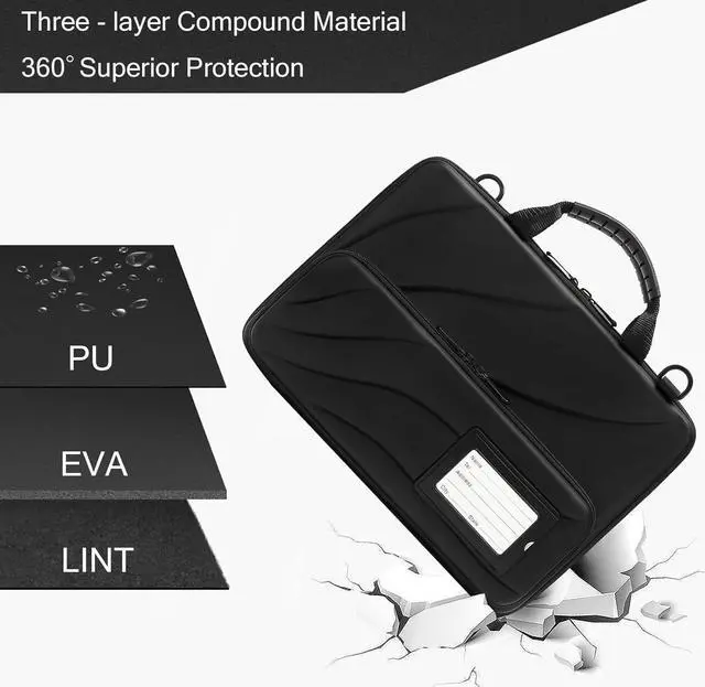 Alt view image 4 of 6 - 14.2-15.6 Inch Always-on Hard Shell Laptop Case with Handle Shockproof Computer Bag Waterproof Work-in EVA Protective Carrying Sleeve Business Office Laptop Handbag with Stand For Heat Dissipation