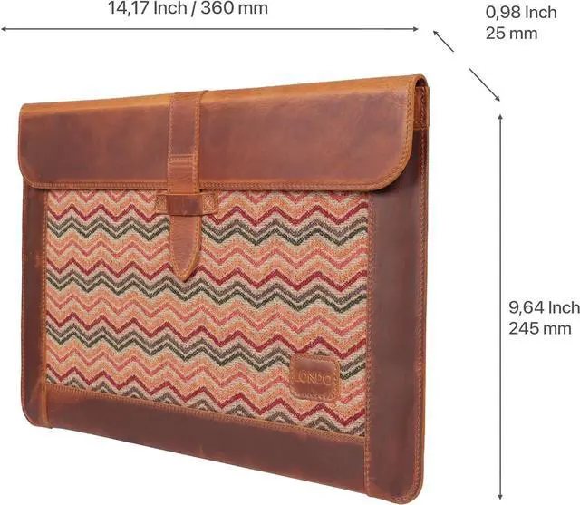 Alt view image 2 of 6 - Top Grain Leather Macbook Bag Laptop Sleeve for MacBook Pro and MacBook Air Case - 14 Inch - 13 Inch (M2, M2 Pro, M2 Max, M1) - 13.3 Inch - iPad Pro 12.9 Inch - 2020 2021, 2022 and 2023 Models